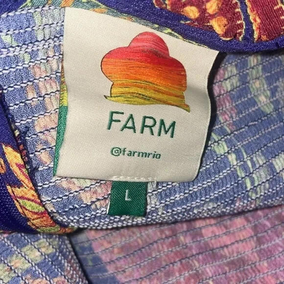 NEW, FARM Rio Macaw Bloom Floral Smocked Mock Neck Dress size L #MD1050 - Picture 7 of 7